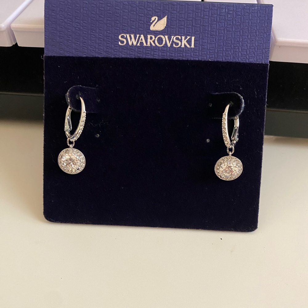 Swarovski Earrings Crystals, Rhodium plated, Zirconia